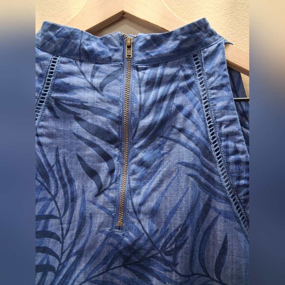 ​Cato Blouse 100% Tencel Lyocell Size 18/20W Plus Blue Tropical Palm Print Halte - Picture 11 of 12